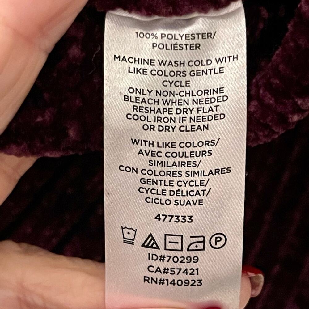 LOFT • Burgundy Chenille Open Front Cardigan Size Large - Picture 7 of 8